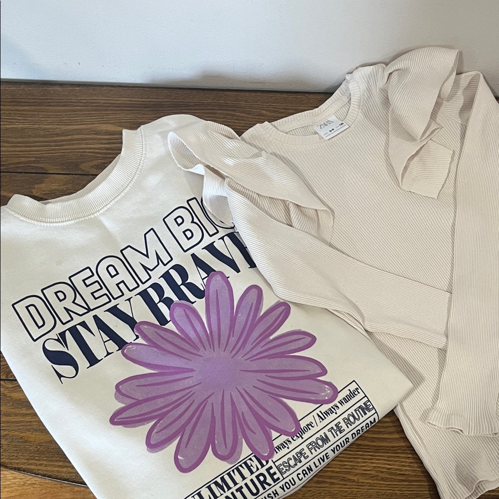 🔗 ZARA Girls Cream Beige 2pc Bundle. Size 8/9